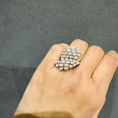 Designer Ring Cocktail Ring 14K White Gold Cluster Ring Natural Diamond Teardrop Diamond