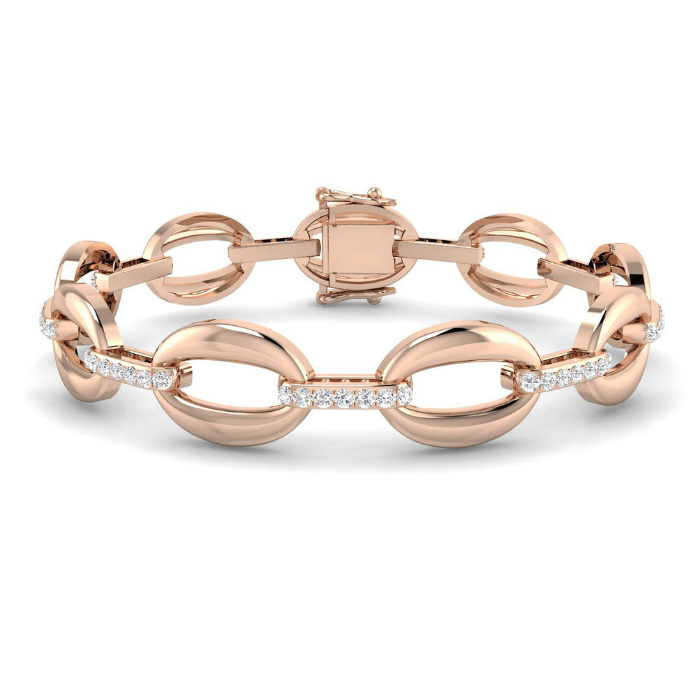 Close Up Round Lab Diamond Oval Link Bracelet