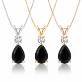 Pear Black Onyx & Diamond Rose Gold Pendant Necklace
