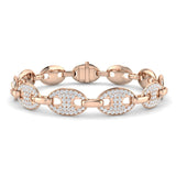 Elegant Puff Link Diamond Bracelet for Women, Luxury Natural Diamond Puff Style Bracelet