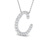 Natural Diamond Script Initial "C" Pendant Necklace