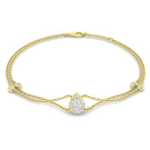 Natural Pear Halo Diamond Bracelet, 9K Yellow Gold Diamond Bracelet