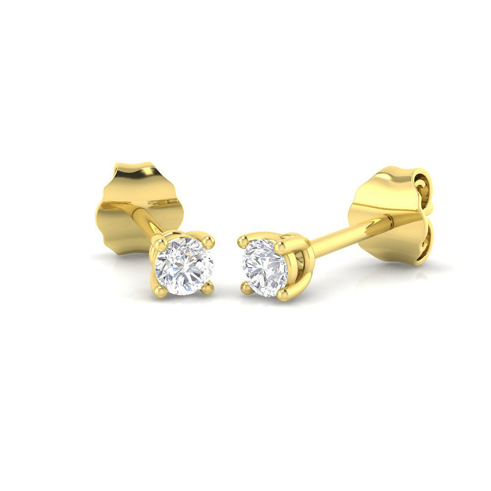 0.15ct Natural Diamond Round Cut Stud Earrings in 9K Yellow Gold