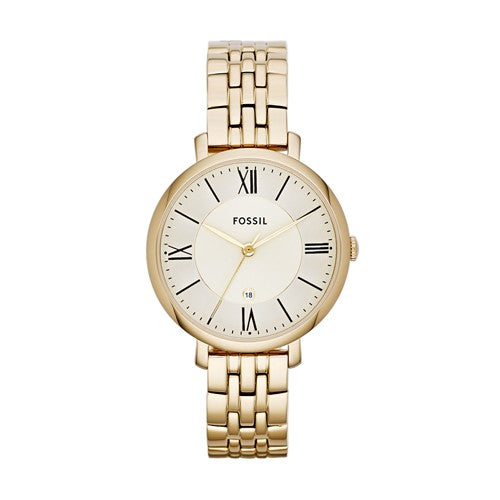 Ladies' Fossil Jacqueline Gold-Tone Watch with Champagne Dial (Model: Es3434)