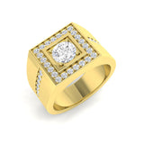 Elegant white gold men’s diamond halo ring