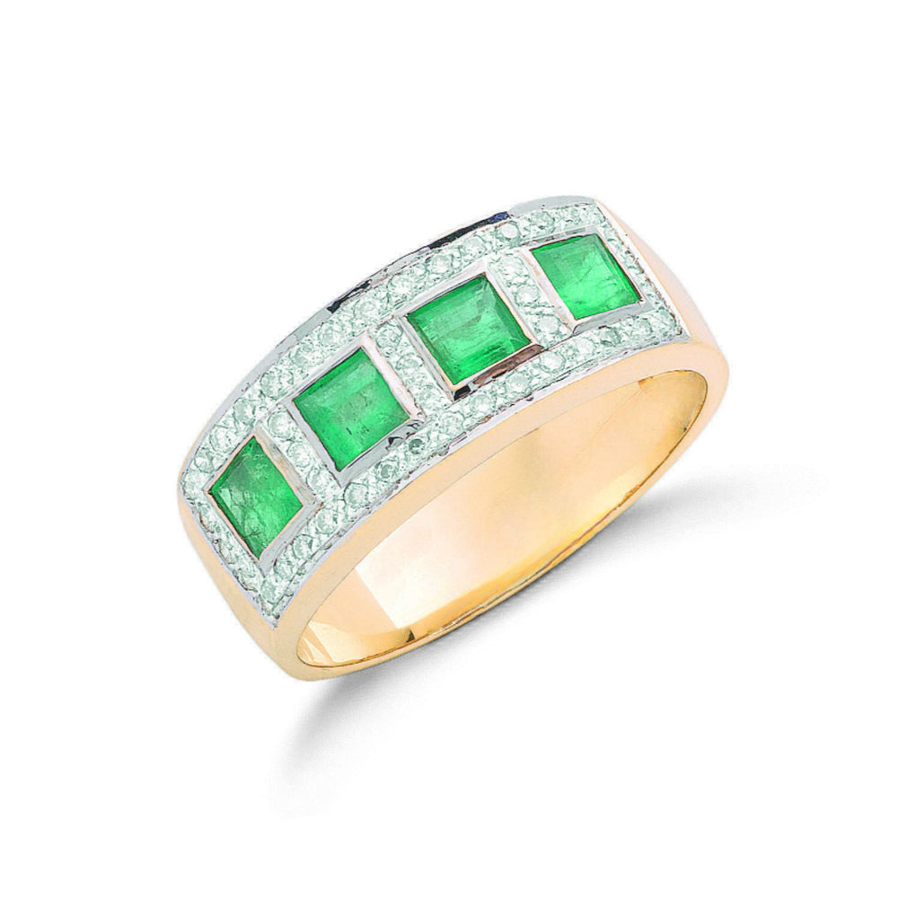 Emerald Half Eternity Ring Emerald Diamond Band
