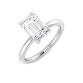 Emerald Cut Natural & Lab Grown Diamond Solitaire Rin
