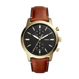 Fossil Men’s Townsman Chronograph Watch, Gold-Tone Case & Brown Leather Strap