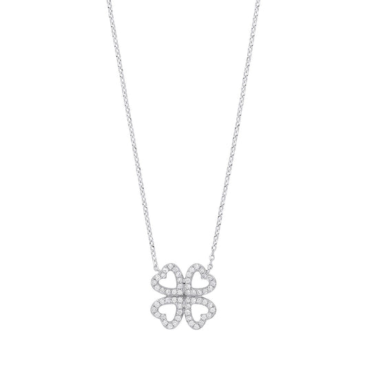 0.18Ct Lab Grown Diamond Four Leaf Clover Charm Pendant in Gold