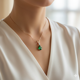 Pear Emerald & Diamond Rose Gold Pendant Necklace