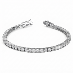 7.50ct Natural Diamond Tennis Bracelet – Prong Set | 9K White Gold | Box Clasp