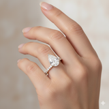 Pear Cut Diamond Engagement Ring with Pavé Band in Gold