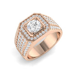 Geometric men’s diamond halo ring