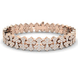 Fine Gold Tennis Bracelet, Modern Diamond Floral Bracelet, Anniversary Diamond Bracelet