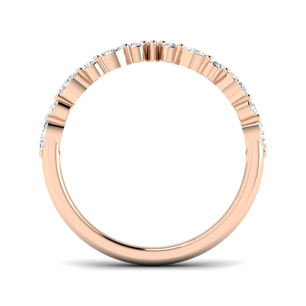 Wishbone Diamond Engagement Ring V shaped band side view
