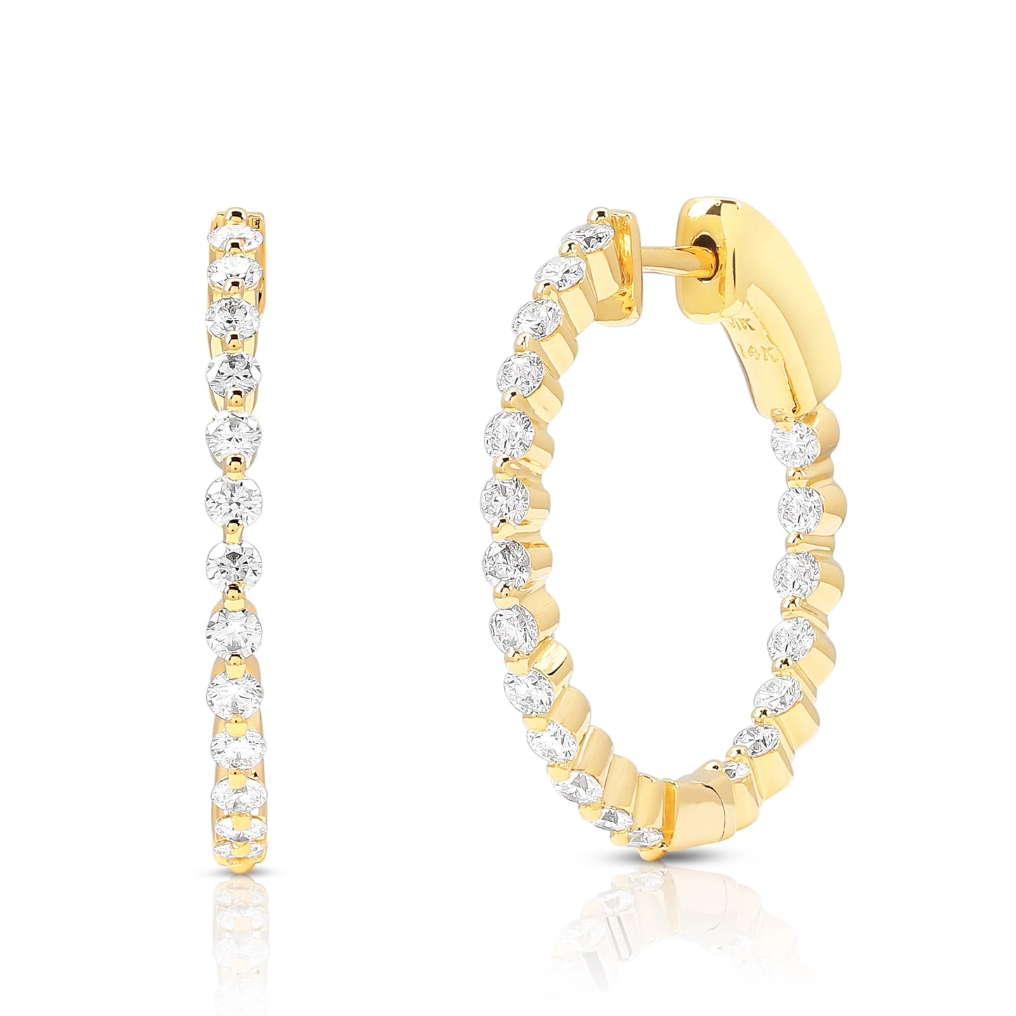 3.00Ct Lab Grown Diamond Hoop Earring Huggie Studs in Gold