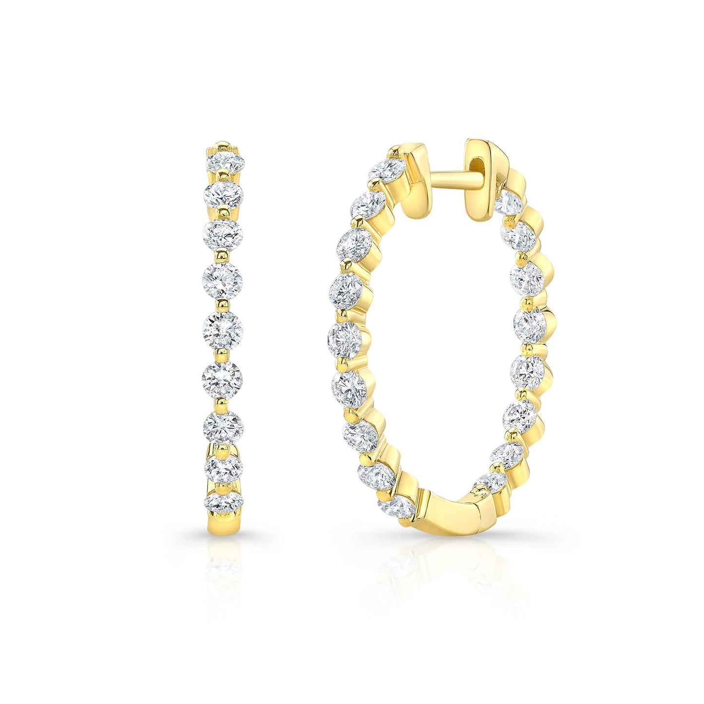 3.00Ct Lab Grown Diamond Hoop Earring Huggie Studs in Gold
