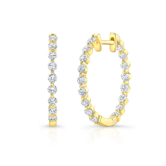 3.00Ct Lab Grown Diamond Hoop Earring Huggie Studs in Gold