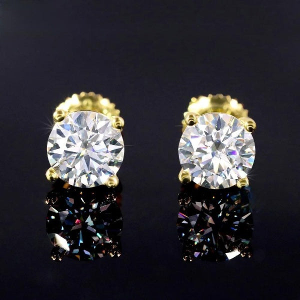 0.50CT Natural/Lab Grown Diamond Studs Earring In Yellow Gold