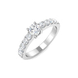 IGI Certified Lab Grown Round Diamond Pavé Shoulder Solitaire Engagement Ring in white Gold