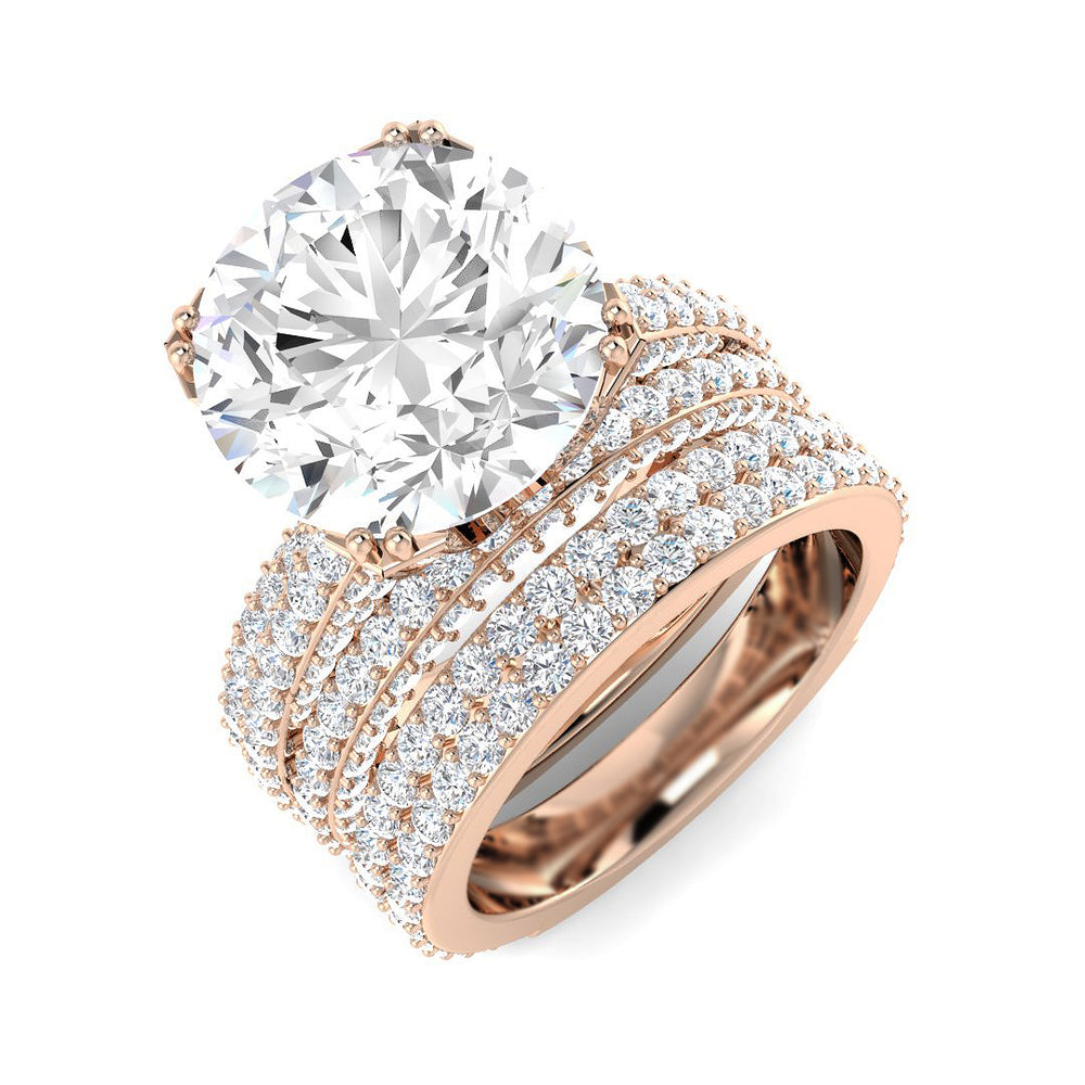 Imperial halo round diamond pavé ring in rose gold