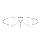 9K White Gold Natural Diamond Initial Y Bracelet