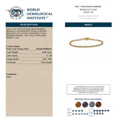 WGI 2.00Ct Natural Round Diamond Tennis Bracelet 9k Yellow Gold Ready To Ship
