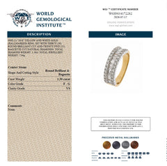 WGI 1.30Ct Natural Baguette & Round Diamond Half Etenrity Ring 18k Yellow Gold Ready To Ship