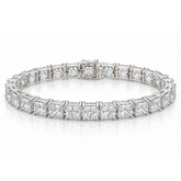 28.50 Carat D-E/VS Lab Grown Princess Diamond Tennis Bracelet Platinum Ready To Ship