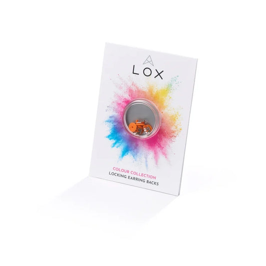 LOX Colour Collection Locking Earring Backs – Orange | Secure Hypoallergenic Replacement Earring Stoppers