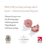 LOX Locking Earring Backs – Colour Collection & Classic Finishes | Secure Hypoallergenic Earring Stoppers – Free UK Shipping