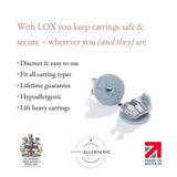LOX Classic Locking Earring Backs – Silver Tone | Secure Hypoallergenic Replacement Earring Stoppers