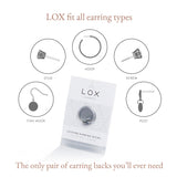 LOX Classic Locking Earring Backs – Silver Tone | Secure Hypoallergenic Replacement Earring Stoppers