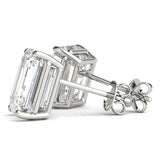 Lab-Grown Emerald Cut Diamond Stud Earrings For Women