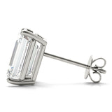 Lab-Grown Emerald Cut Diamond Stud Earrings In White Gold