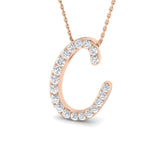 Diamond Script Initial "C" Pendant Necklace Rose Gold