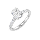 Lab Grown Cushion & Round Diamond Pavé Band Solitaire Engagement Ring