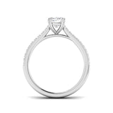 Lab Grown Cushion & Round Diamond Pavé Band Solitaire Engagement Ring