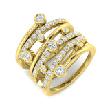 Lab Grown Diamond Crossover Bubble Ring Yellow Gold