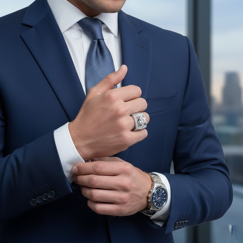 Lab Grown Diamond Ring for Men UK with round centre