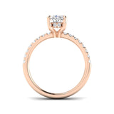 Lab Grown Oval Diamond Pavé Shoulder Solitaire Engagement Ring In Rose Gold