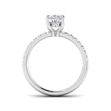 Lab Grown Oval Diamond Pavé Shoulder Solitaire Engagement Ring In White Gold