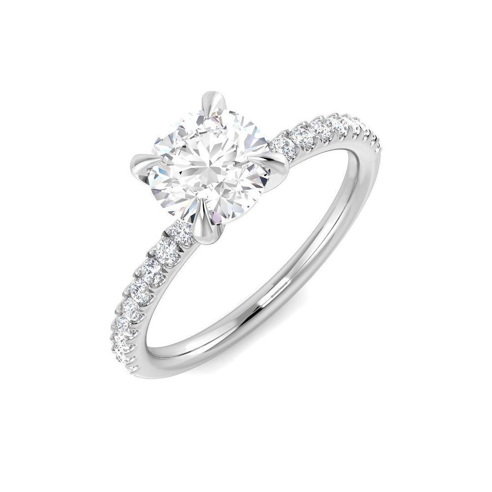 Lab Grown Round Diamond Classic Pavé Solitaire Engagement Ring