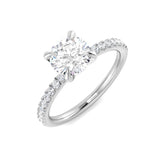 Lab Grown Round Diamond Classic Pavé Solitaire Engagement Ring
