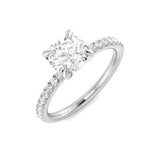 Lab Grown Round Diamond Classic Pavé Solitaire Engagement Ring