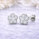 Lab Grown Vintage Floral Diamond Cluster Stud Earrings in Gold