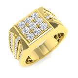 Lab grown diamond men’s ring with textured shoulders