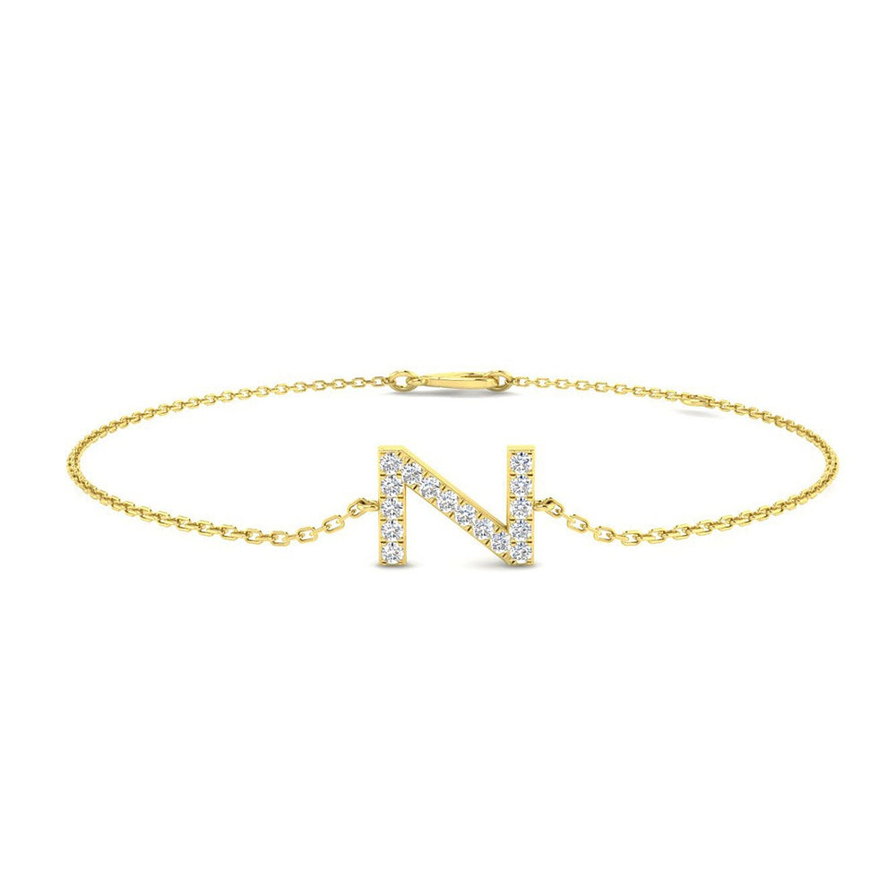 Pave Set Diamond Letter Z Chain Bracelet
