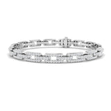 18K White Gold Natural Round Diamond Paperclip Link Bracelet