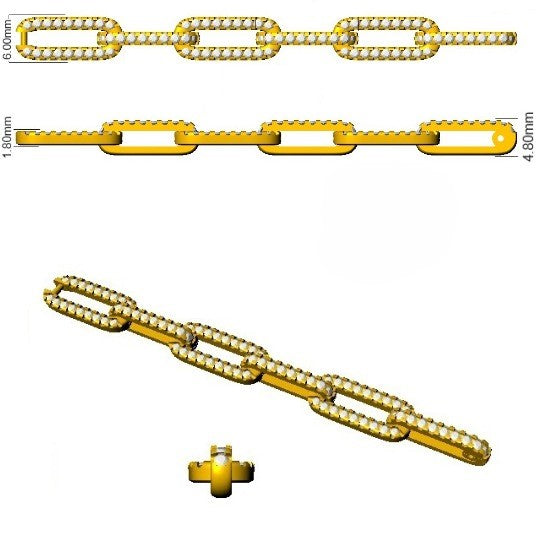 Fine Jewellery Lab Diamond Paperclip Bracelet, High Sparkle Round Cut Lab Diamond Bracelet, Luxury 9K Yellow Gold Diamond Bracelet